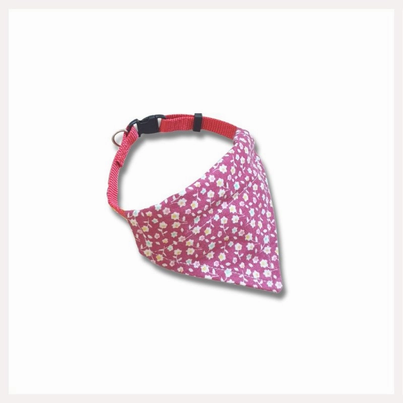A a Pets' 2in1 Cotton Scarf Collar for Cats & Small Dogs - Flower Collection