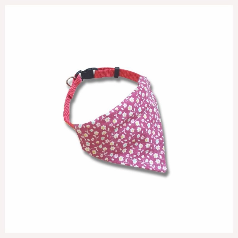 A a Pets' 2in1 Cotton Scarf Collar for Cats & Small Dogs - Flower Collection