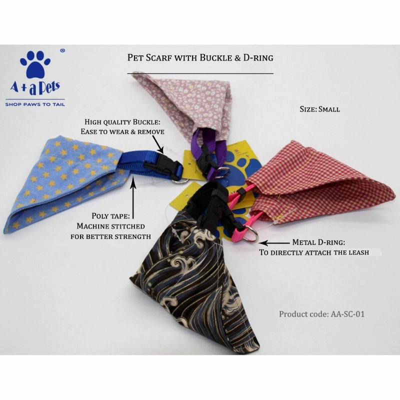 A a Pets' 2in1 Cotton Scarf Collar for Cats & Small Dogs - Stars Collection