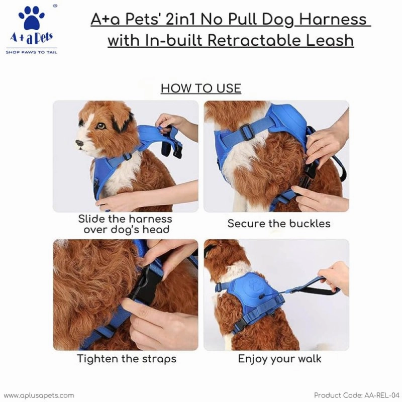 A a Pets' 2in1 No Pull Dog Harness with Built-in Retractable Leash