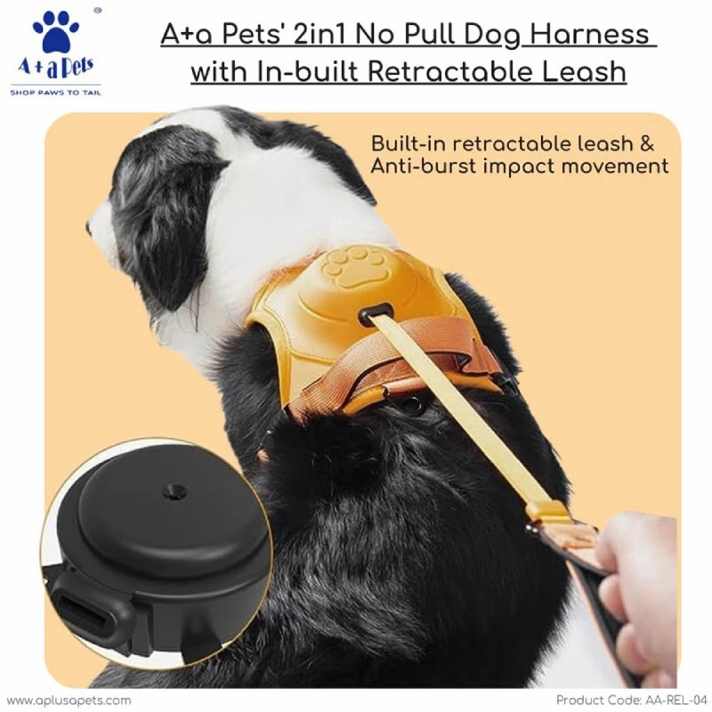 A a Pets' 2in1 No Pull Dog Harness with Built-in Retractable Leash