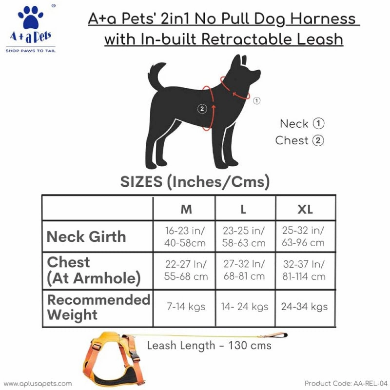 A a Pets' 2in1 No Pull Dog Harness with Built-in Retractable Leash