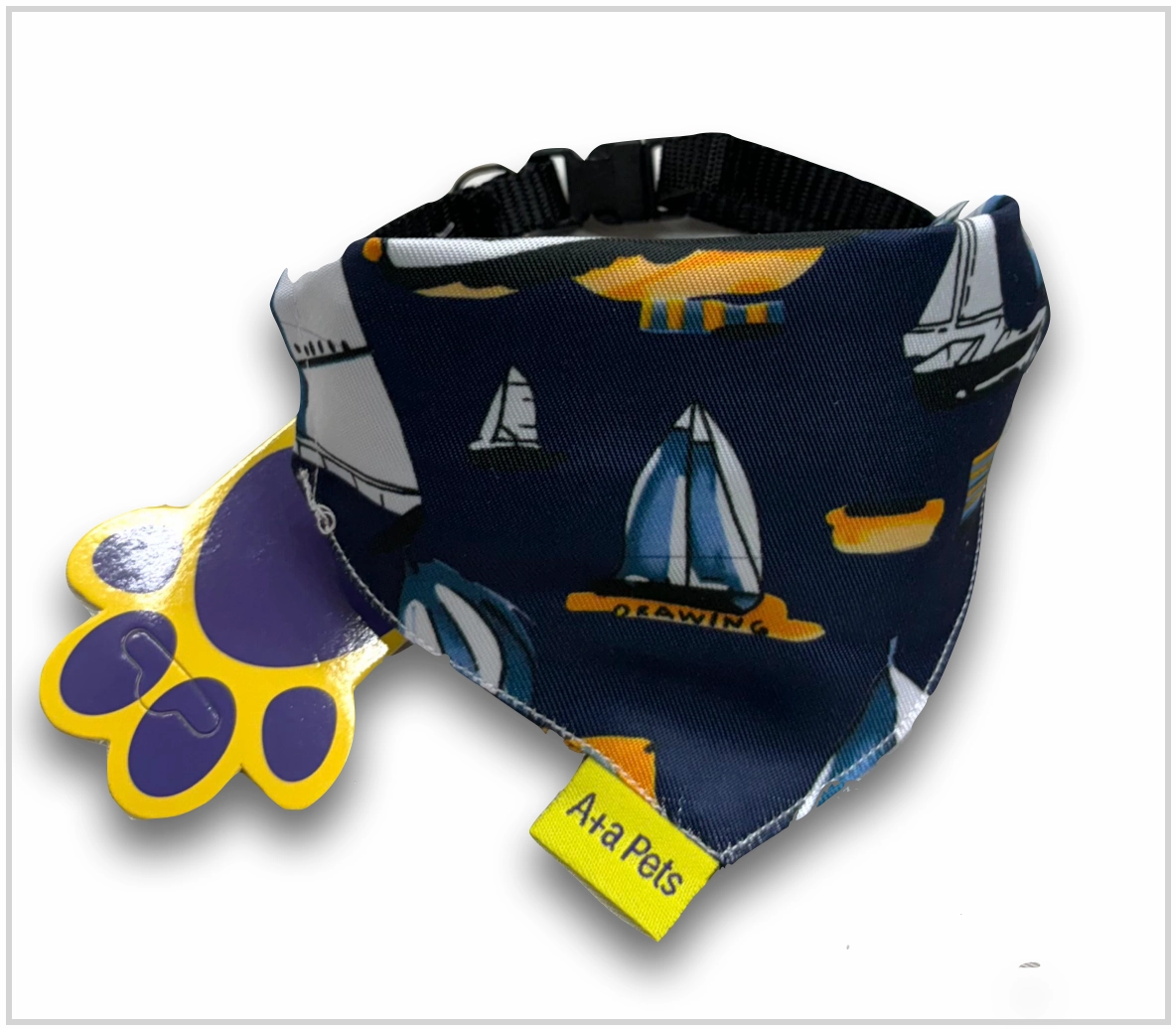 A a Pets' 2in1 Scarf Collar Bandana for Dogs & Cats - Boat Collection