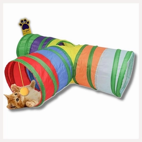A a Pets' Cat 3 Way Collapsible Tunnel Toy for Cats, Kitten and Puppies