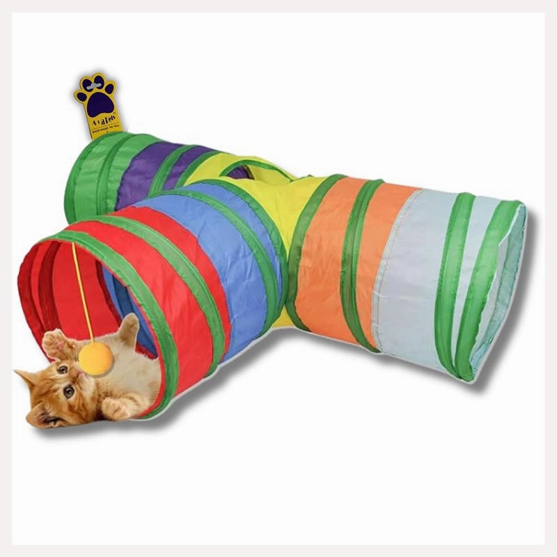 A a Pets' Cat 3 Way Collapsible Tunnel Toy for Cats, Kitten and Puppies