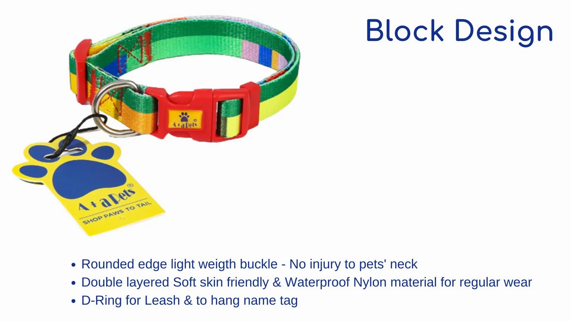 A a Pets' Collar for Dogs & Cats Block Design