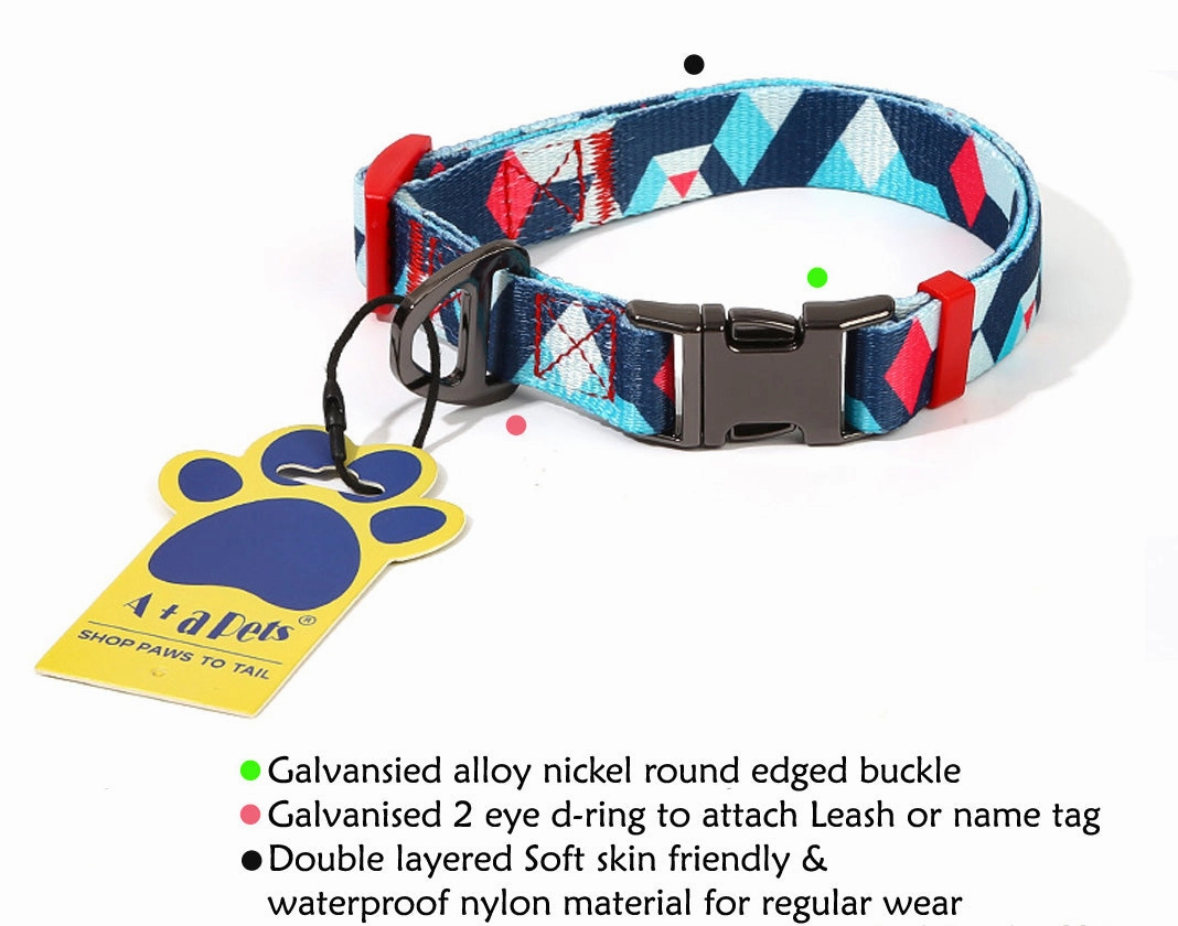 A a Pets' Collar for Dogs & Cats Geometric Design