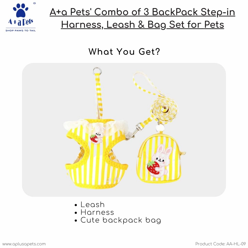 A a Pets' Combo of 3 BackPack Harness, Leash & Bag Set - Stripes