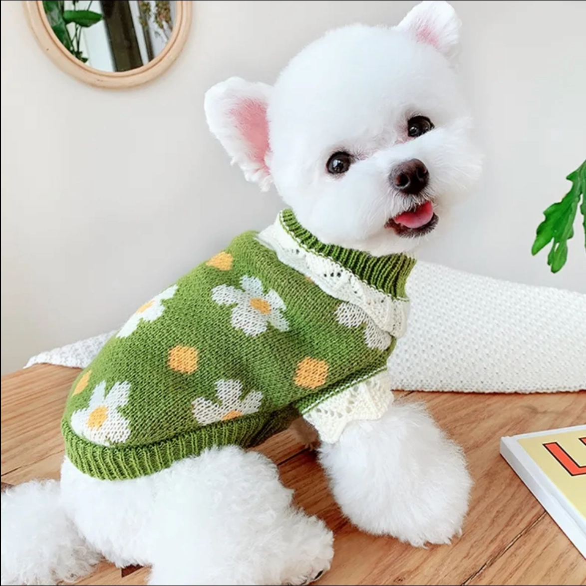 A a Pets' Cozy Knitted Flannel Sweater for Dogs and Cats
