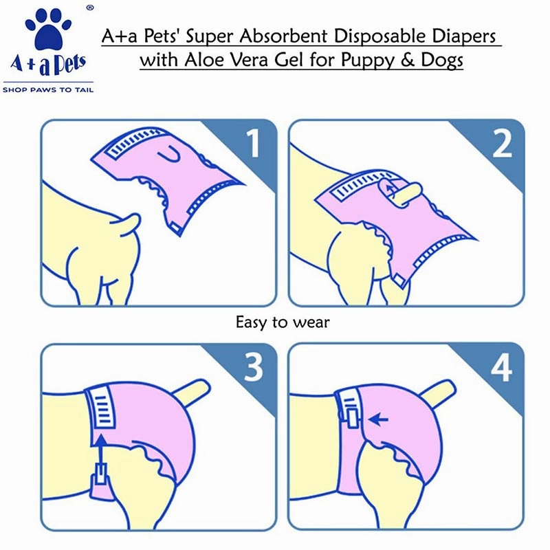 A a Pets' Disposable Leak Proof Diapers for Female Dogs - Pack of 10
