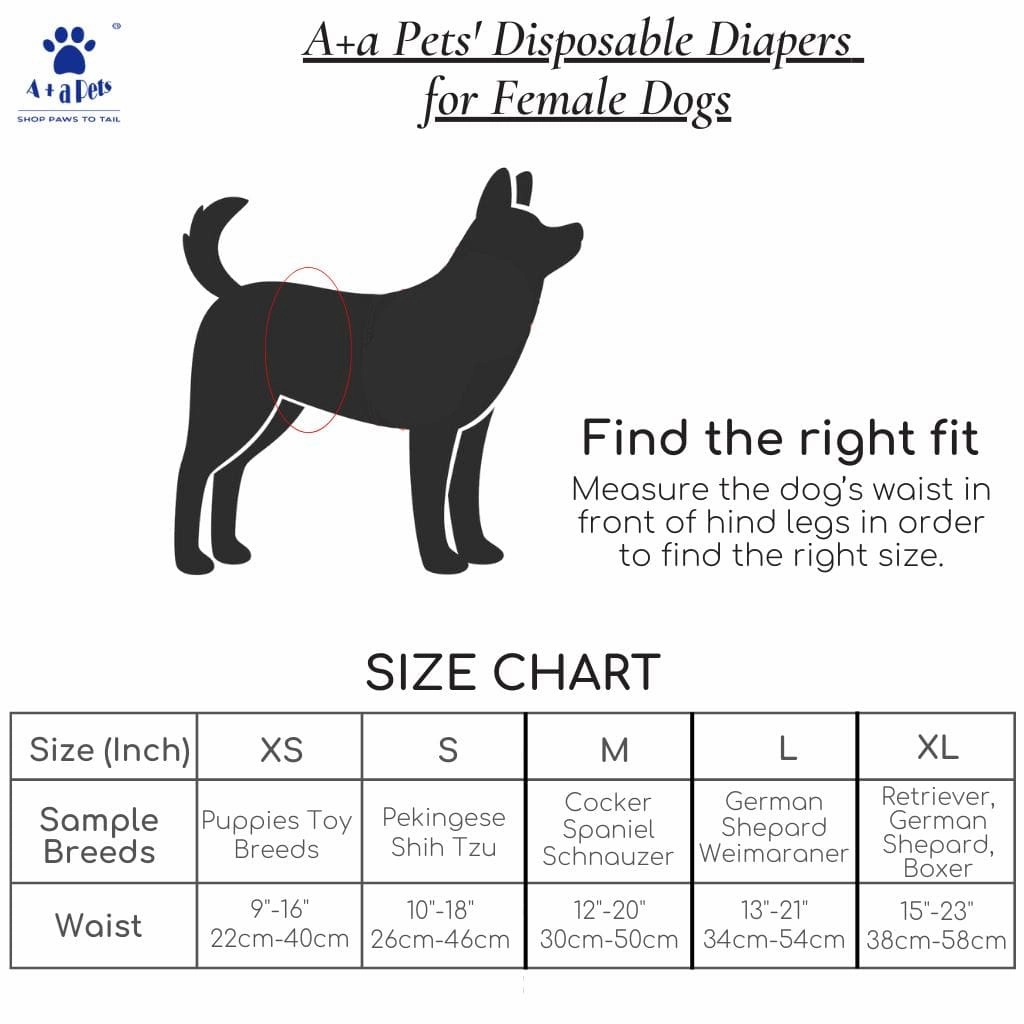 A a Pets' Disposable Leak Proof Diapers for Female Dogs - Pack of 10