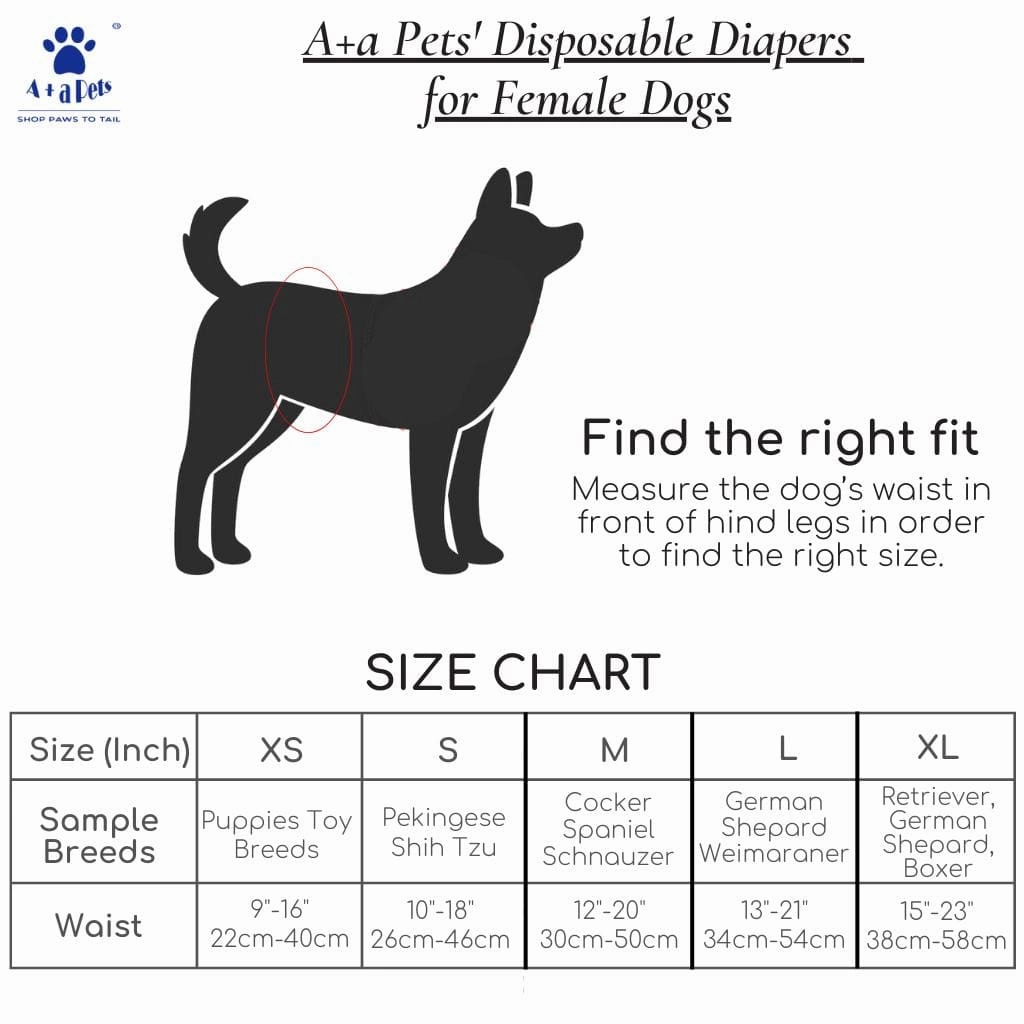 A a Pets' Disposable Leak Proof Diapers for Female Dogs - Pack of 10