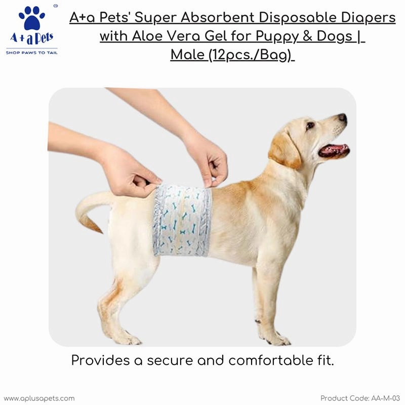 A a Pets' Disposable Leak Proof Diapers For Male Dogs - Pack of 12