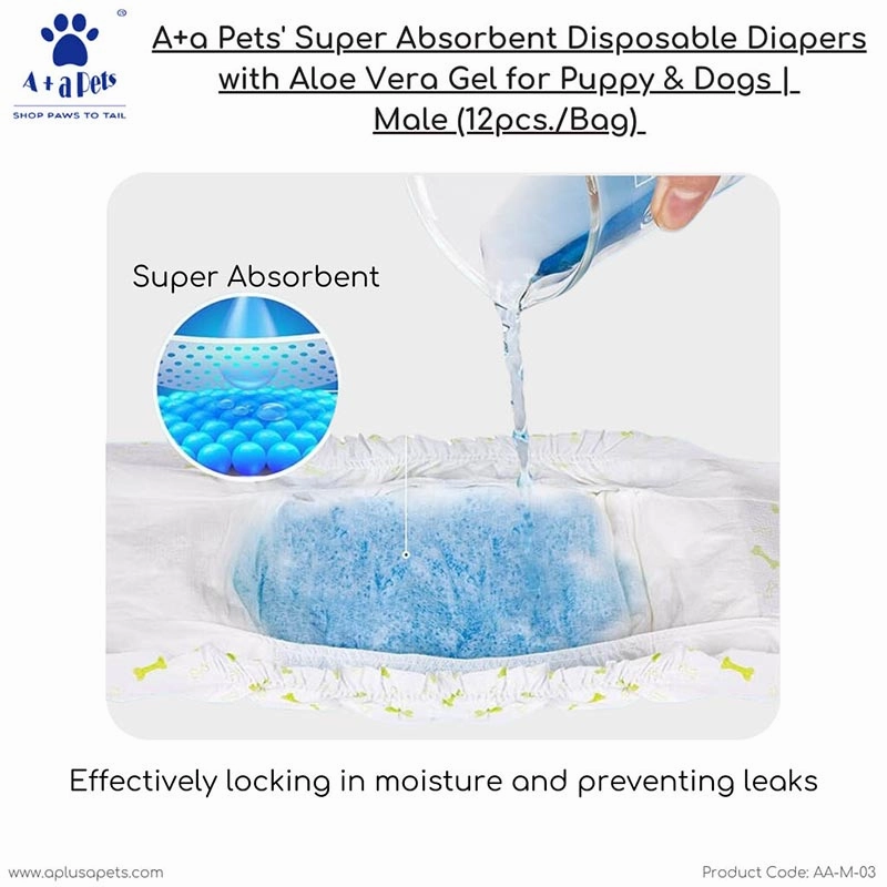A a Pets' Disposable Leak Proof Diapers For Male Dogs - Pack of 12