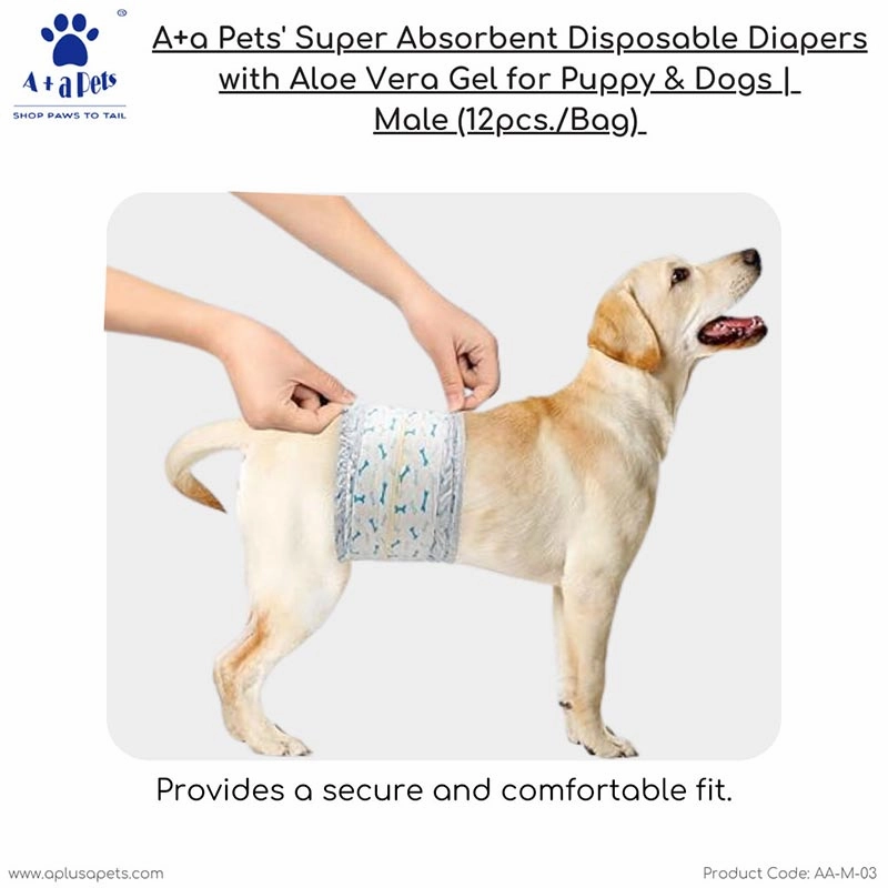 A a Pets' Disposable Leak Proof Diapers For Male Dogs - Pack of 12