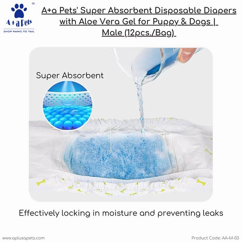 A a Pets' Disposable Leak Proof Diapers For Male Dogs - Pack of 12