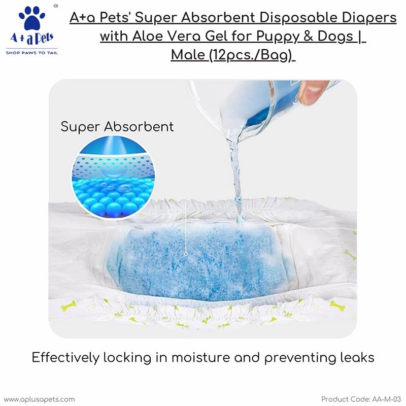 A a Pets' Disposable Leak Proof Diapers For Male Dogs - Pack of 12