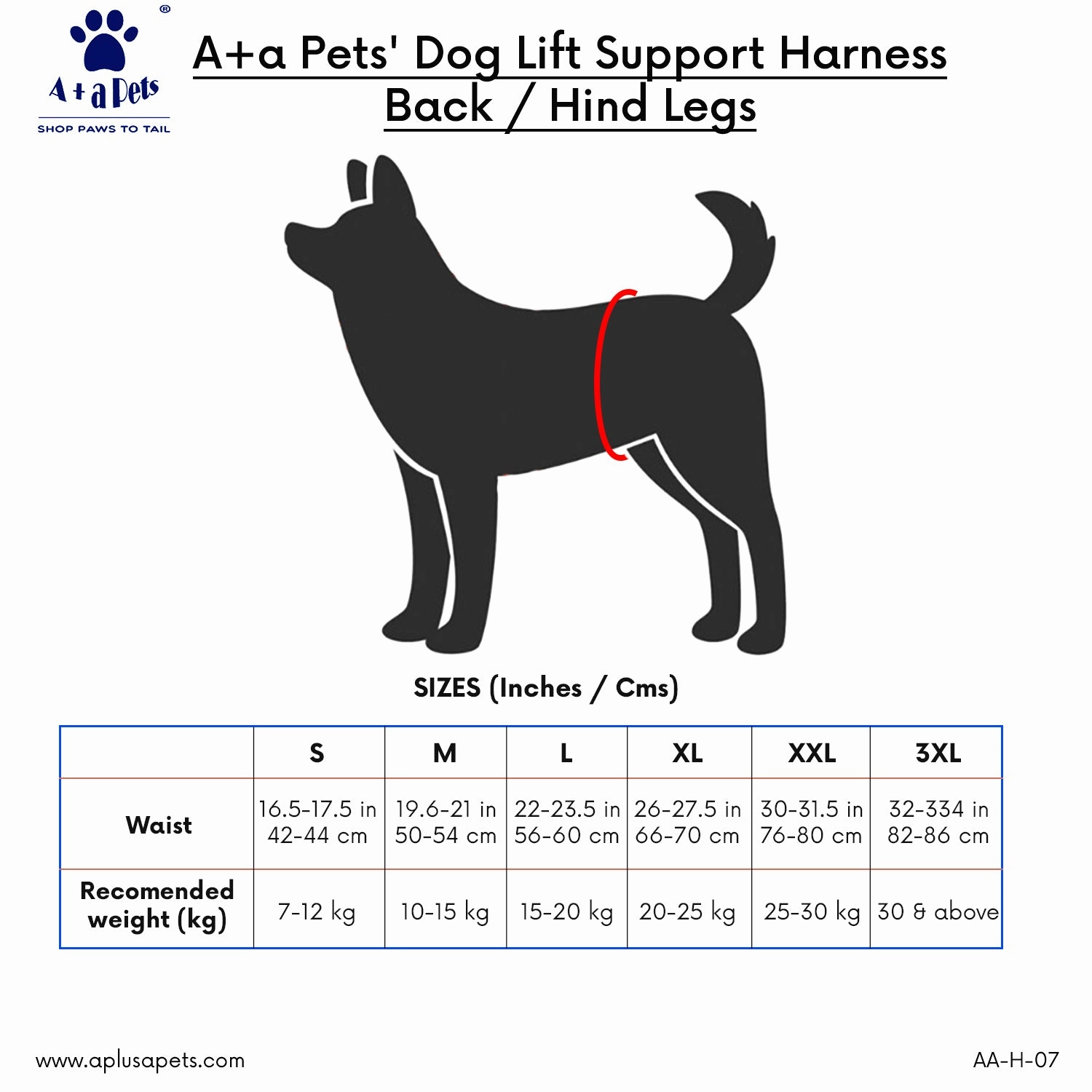 A a Pets' Dog Lift Support Harness for Hind / Back Legs