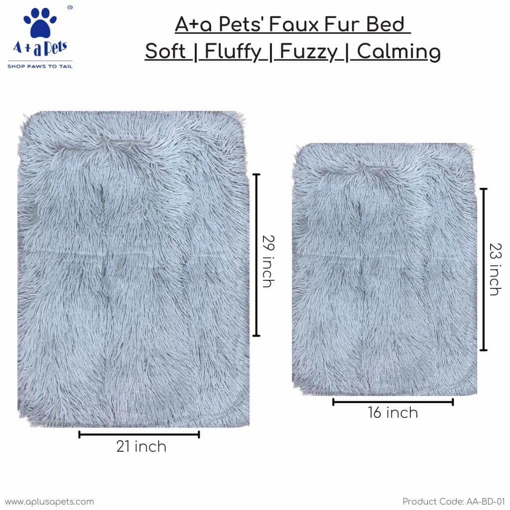 A a Pets' Faux Fur Dog Bed l Silky Soft Fluffy Fuzzy Calming
