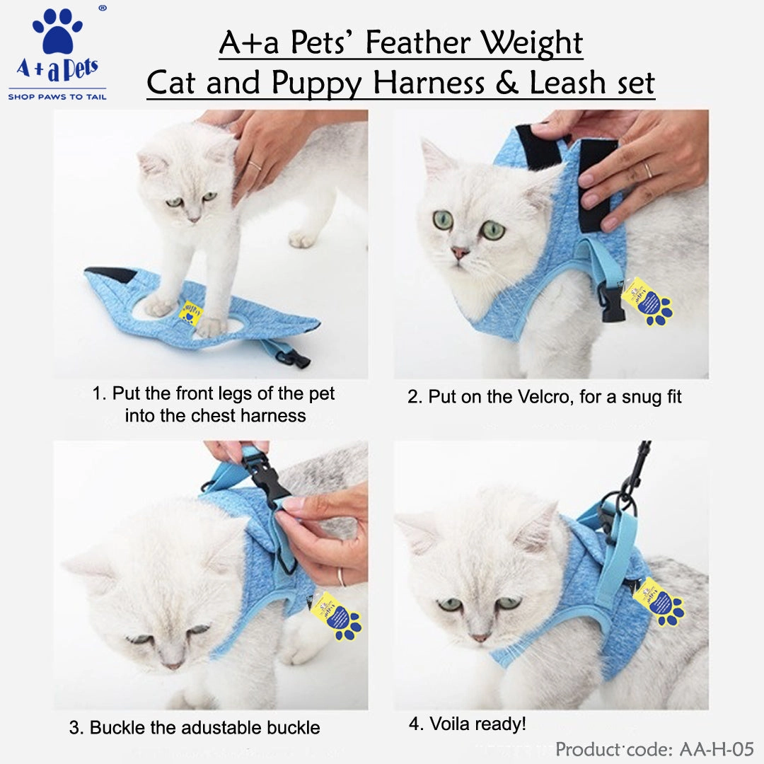 A a Pets' Feather Weight' Harness & Leash Set for Cats & Small Dogs