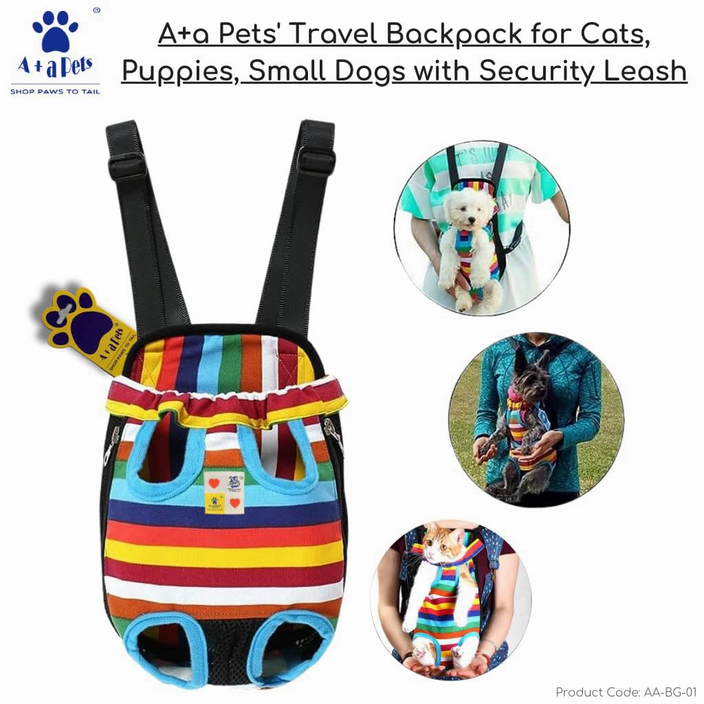 A a Pets' Hands-Free Travel Colorful Carrier Backpack for Pet - with Security Leash