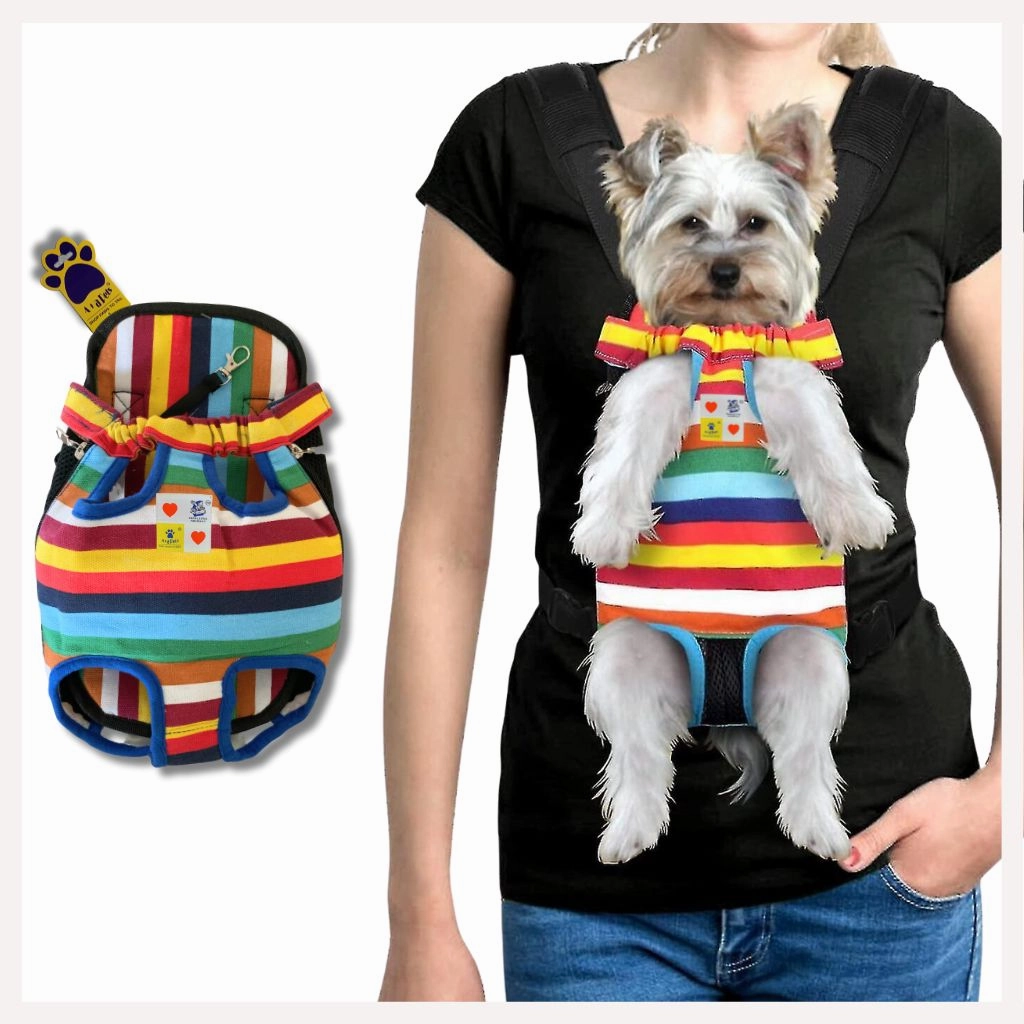A a Pets' Hands-Free Travel Colorful Carrier Backpack for Pet - with Security Leash