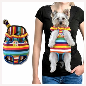 A a Pets' Hands-Free Travel Colorful Carrier Backpack for Pet - with Security Leash