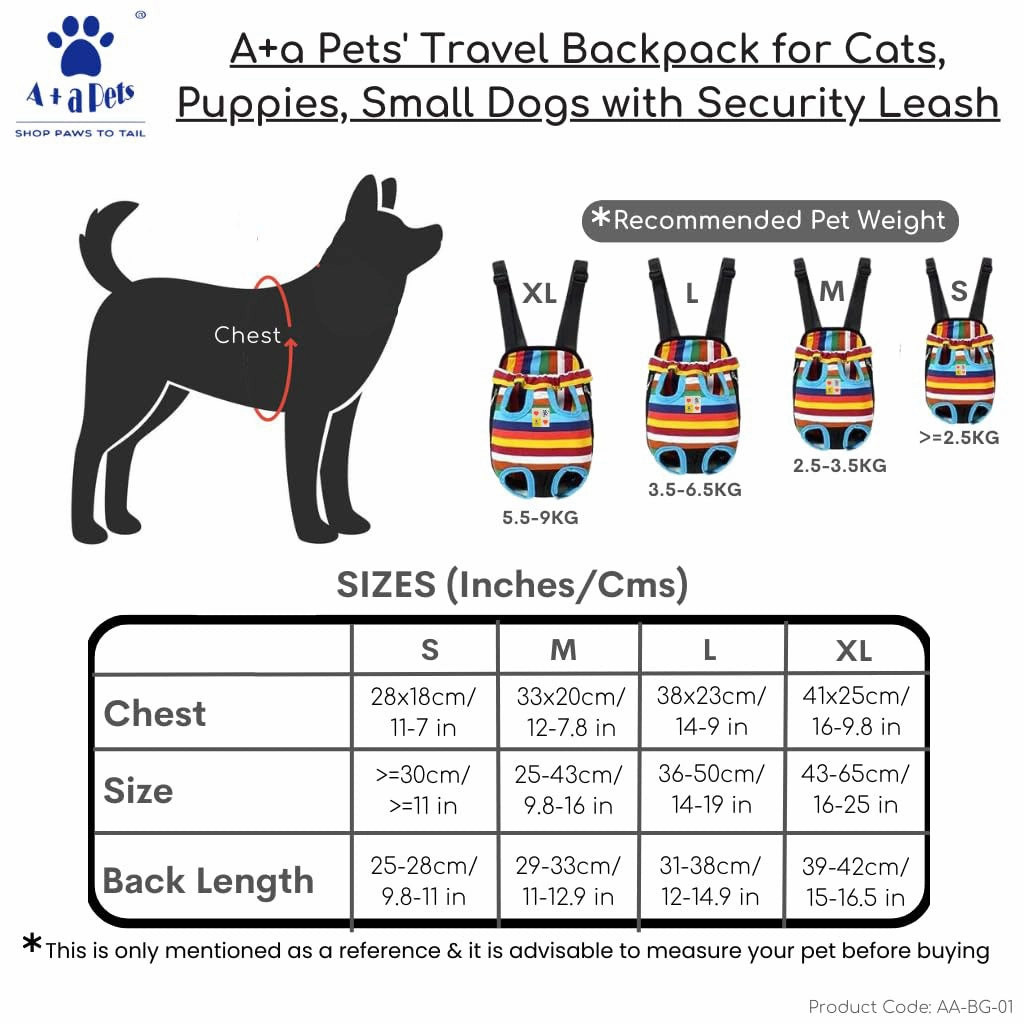 A a Pets' Hands-Free Travel Colorful Carrier Backpack for Pet - with Security Leash