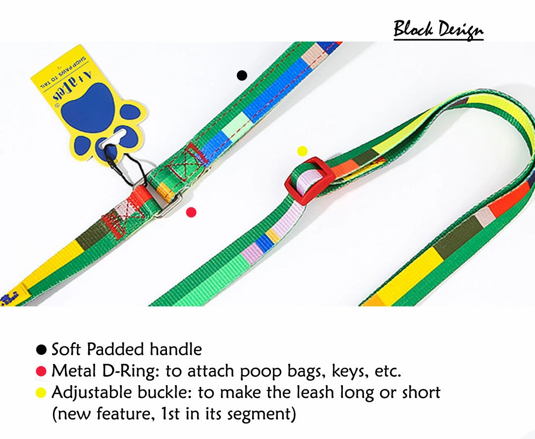A a Pets' Length Adjustable Leash in Block Design