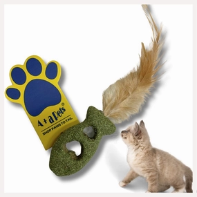 A a Pets' Natural Catnip Feather Chew Mint Toy for Cat - Fish