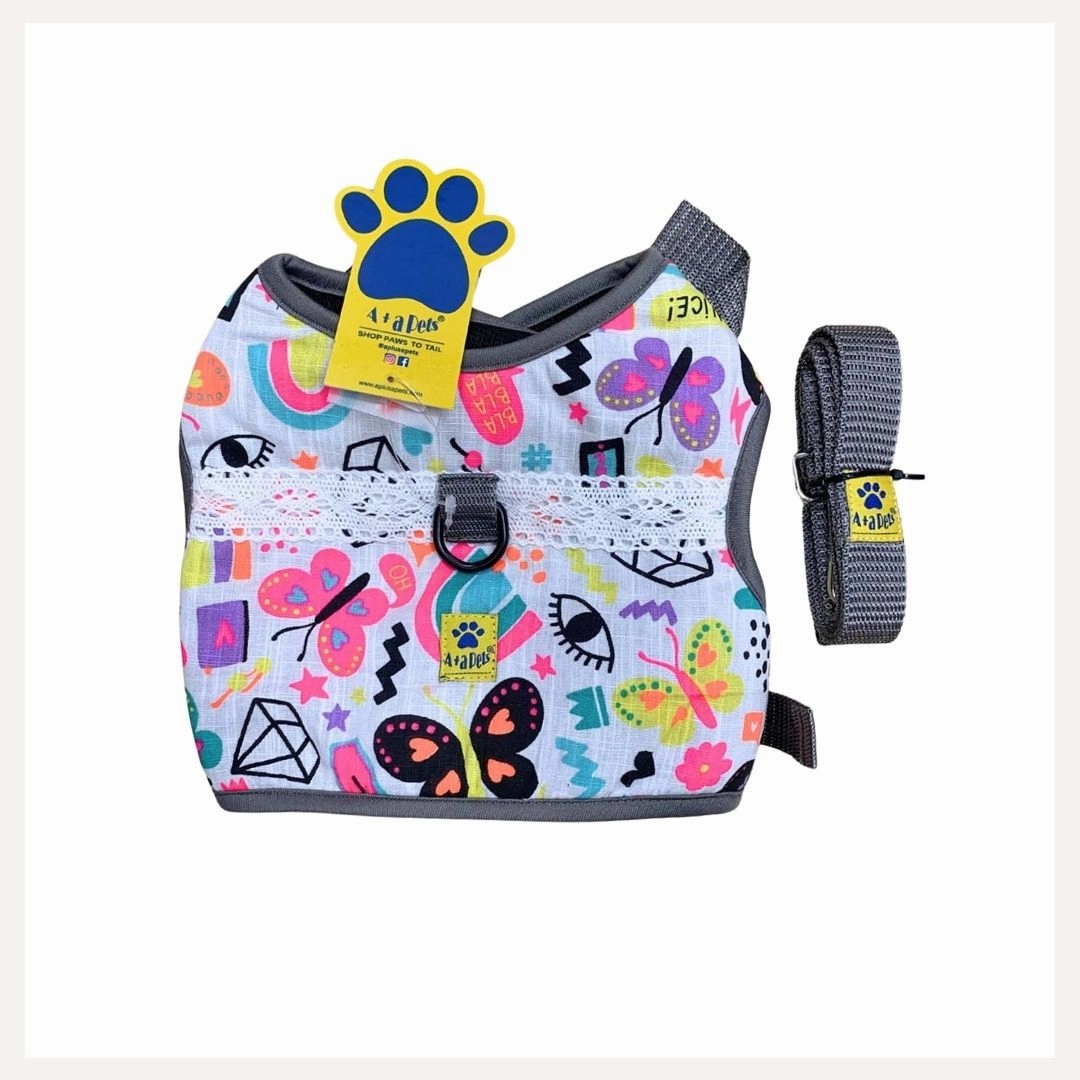 A a Pets' Retro Vest Harness & Leash Set for Cats & Small Dogs