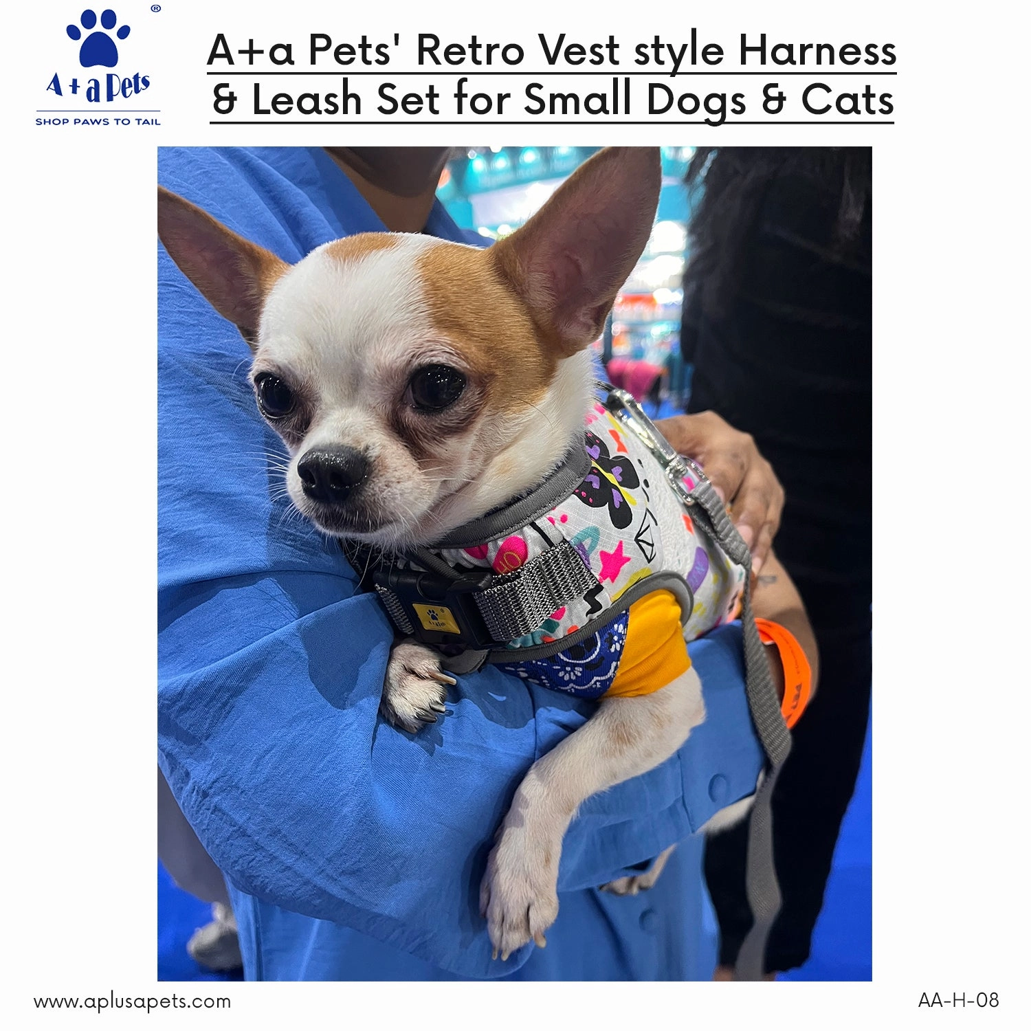 A a Pets' Retro Vest Harness & Leash Set for Cats & Small Dogs