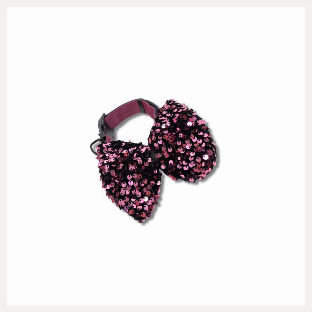 A a Pets' Sequins Bow & Collar for Dogs