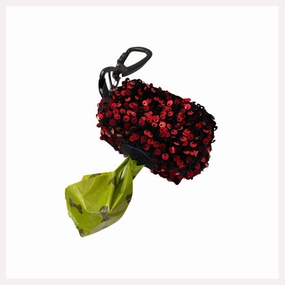 A a Pets' Sequins Dog Poo Bag Pouch Dispenser- Red