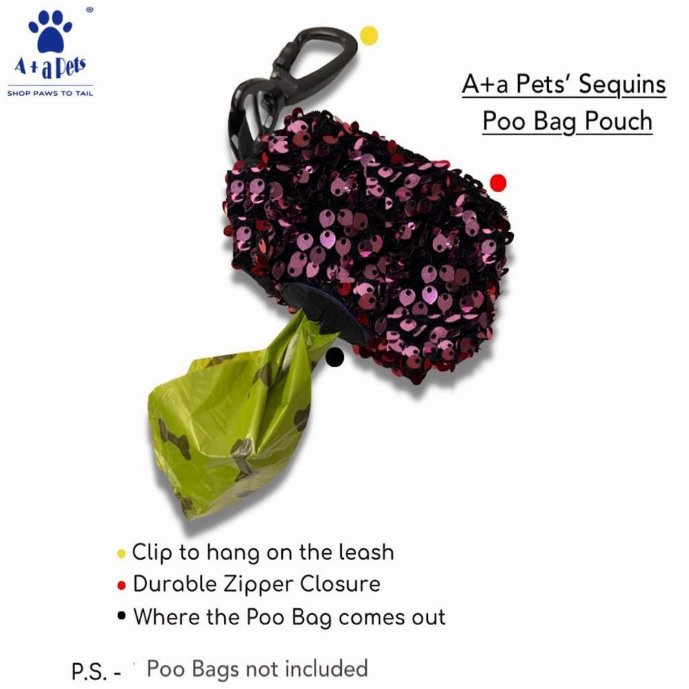 A a Pets' Sequins Set of 5- Harness, Leash, Collar, Bow & Poo Bag Pouch