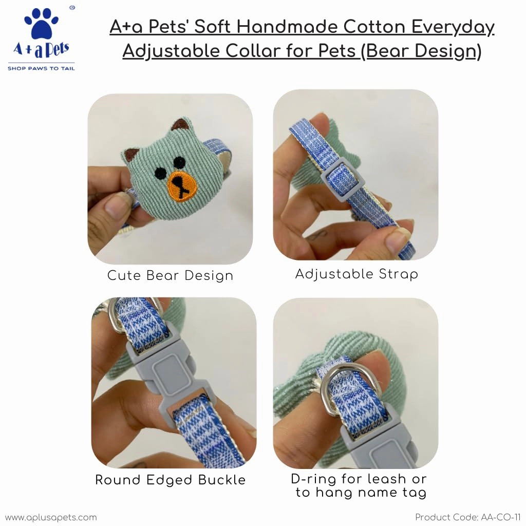 A a Pets' Soft Handmade Collar for Cats - Bear Design