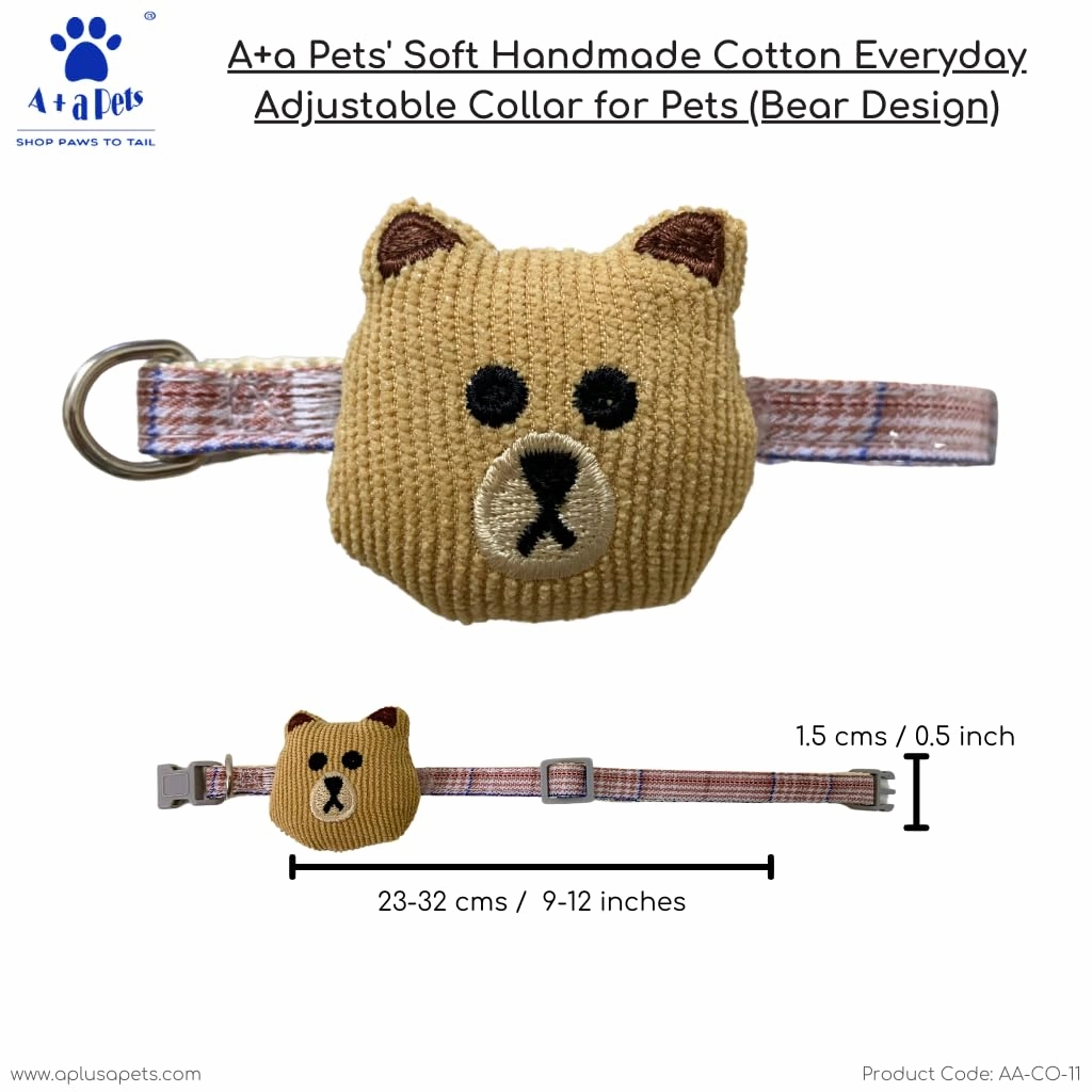 A a Pets' Soft Handmade Collar for Cats - Bear Design