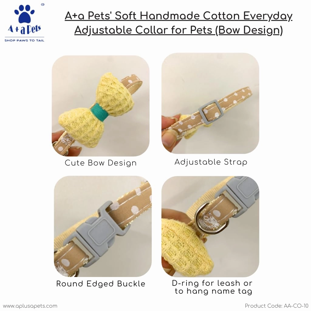 A a Pets' Soft Handmade Collar for Cats - Bow Design