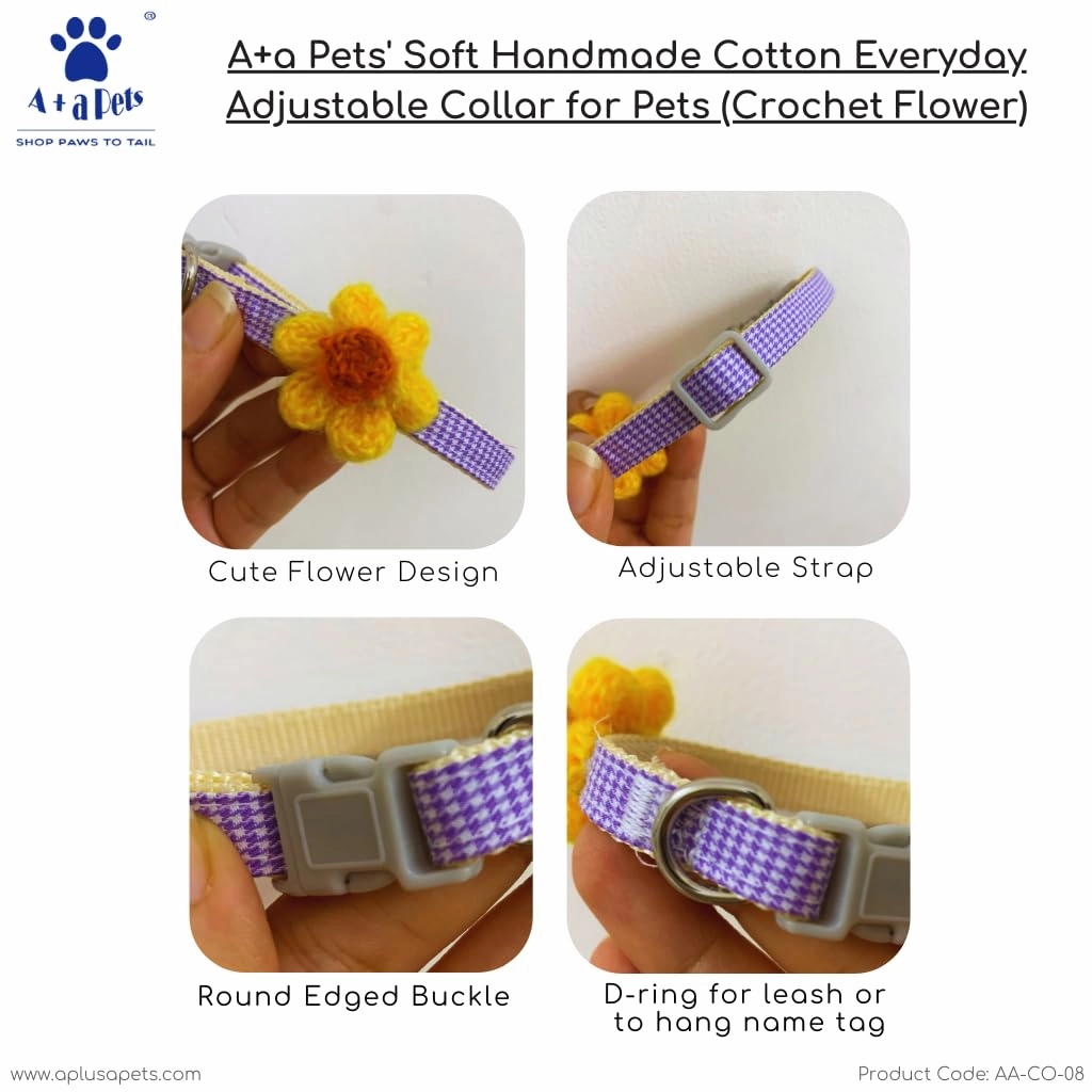 A a Pets' Soft Handmade Collar for Cats - Flower Design