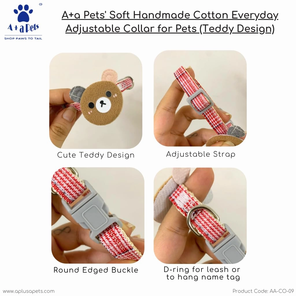 A a Pets' Soft Handmade Collar for Cats - Teddy Design