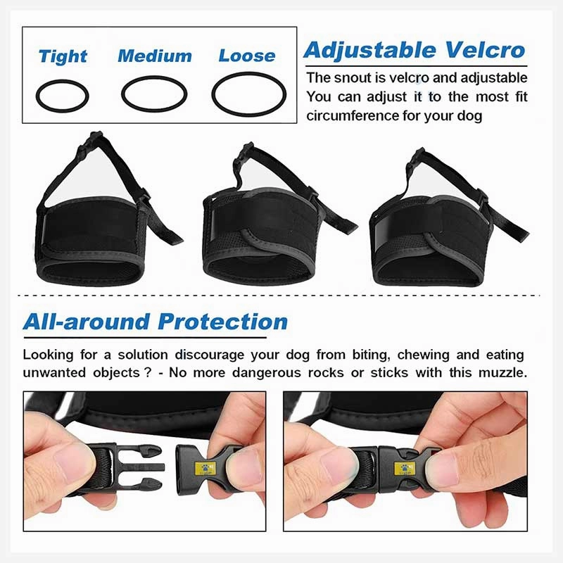 A a Pets' Soft Muzzle for Dogs - Breathable Mesh with Velcro Opening