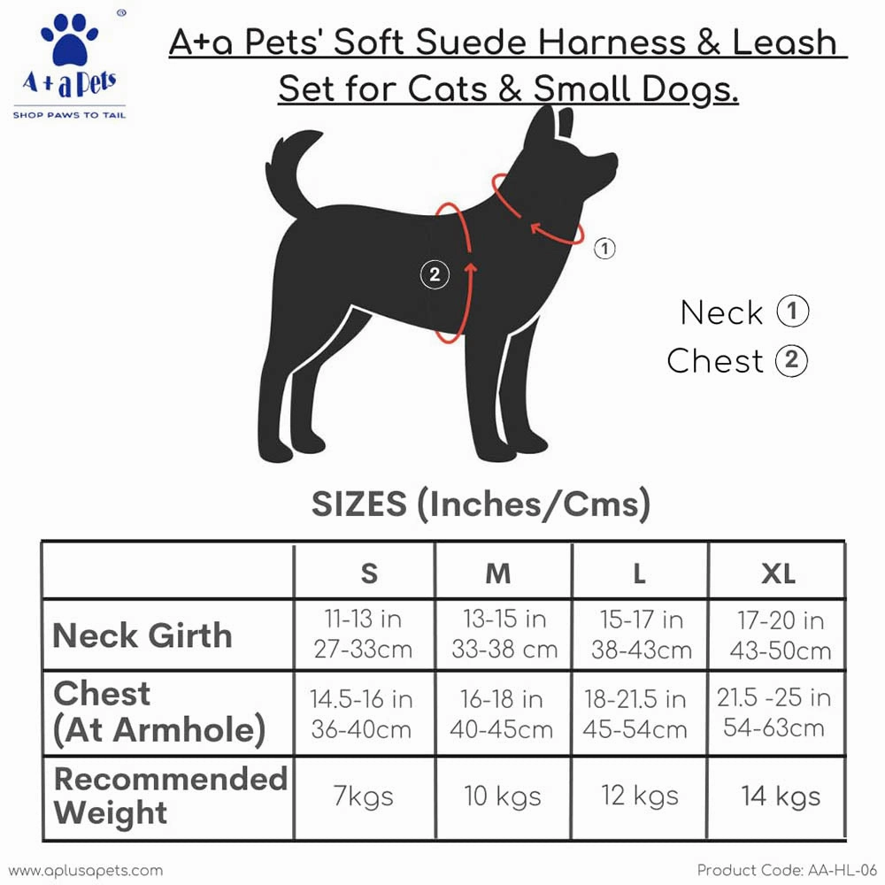 A a Pets' Suede Harness & Leash Set for Cats & Small Dogs