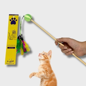 A a Pets' Wand Teaser Toy for Cats | Interactive Ball with Feathers