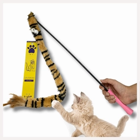 A a Pets' Wand Teaser Toy for Cats | Interactive Long Furry Tail