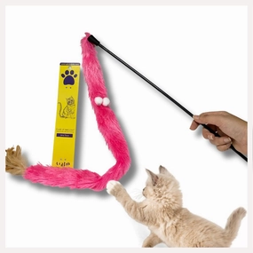 A a Pets' Wand Teaser Toy for Cats | Interactive Long Furry Tail