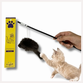 A a Pets' Wand Teaser Toy for Cats | Interactive Retractable Mouse Toy