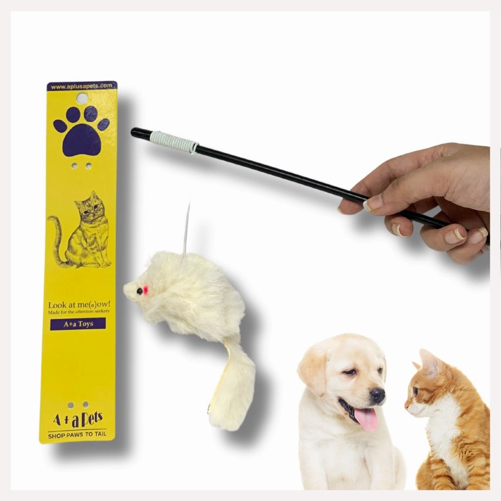 A a Pets' Wand Teaser Toy for Cats | Interactive Retractable Mouse Toy
