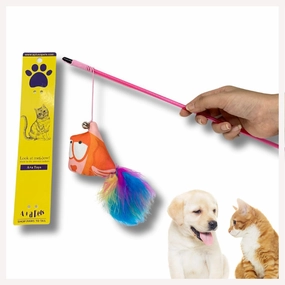 A a Pets' Wand Teaser Toy for Cats | Interactive Retractable Nemo Fish
