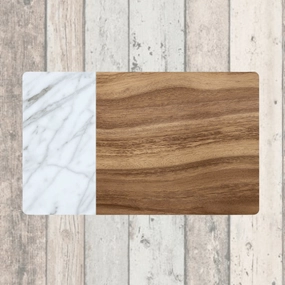 Acacia Wood & Carrara Marble Pet Placemat
