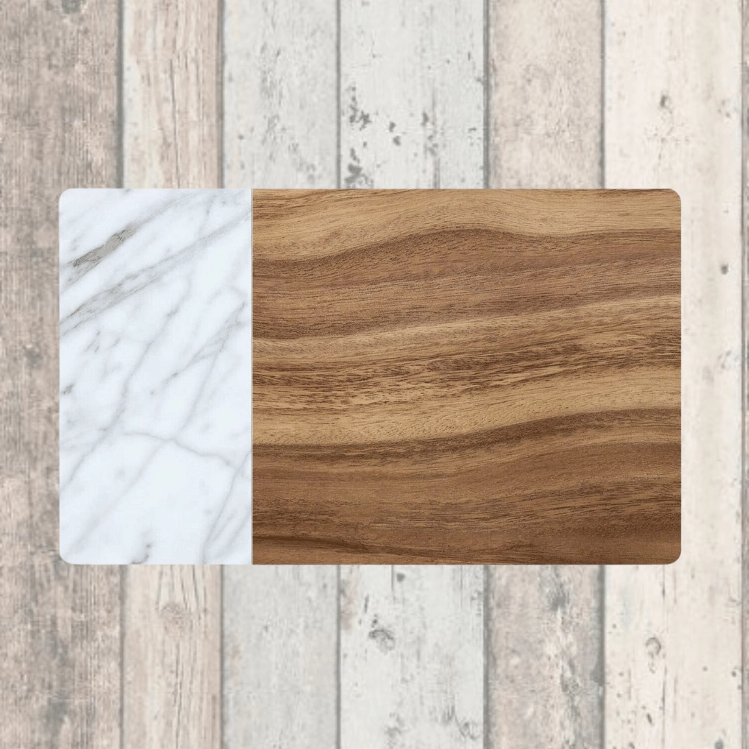 Acacia Wood & Carrara Marble Pet Placemat